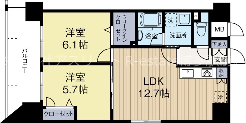 アトラスアルファーノ箱崎 704号室 間取り