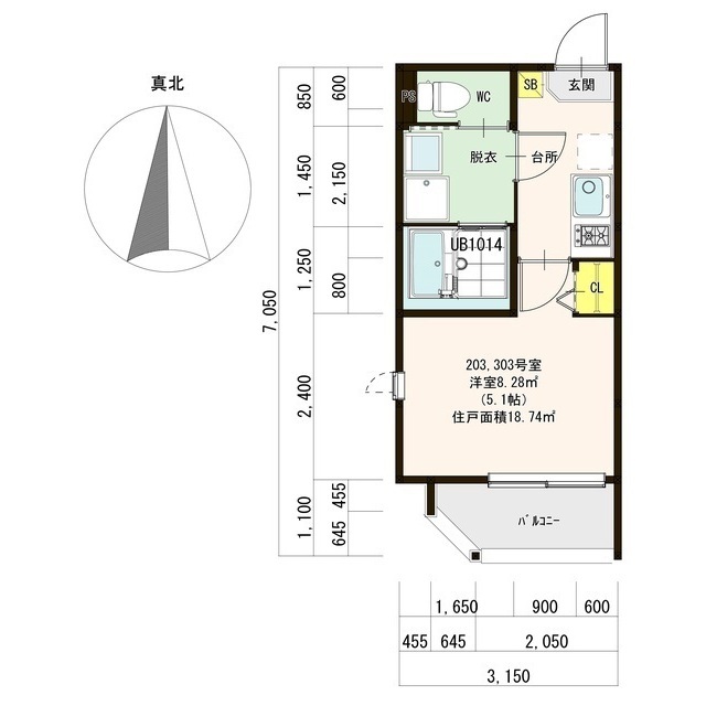 ブルーダイヤ 303号室 間取り