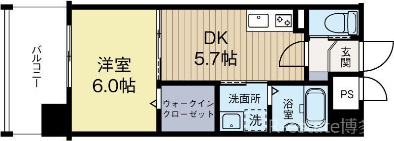 ニューガイアリルーム九大病院前 702号室 間取り
