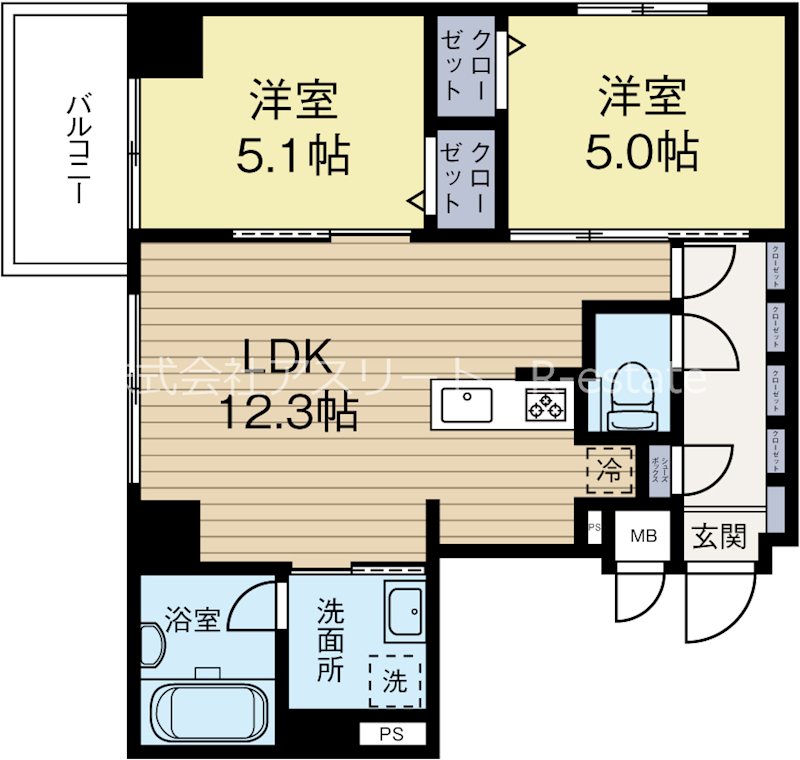 モダンパラッツォ箱崎grace 701号室 間取り
