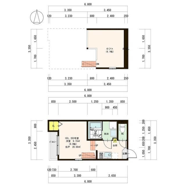 アイノス笹原 103号室 間取り