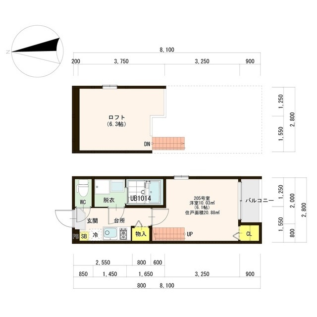 mina isa 205号室 間取り