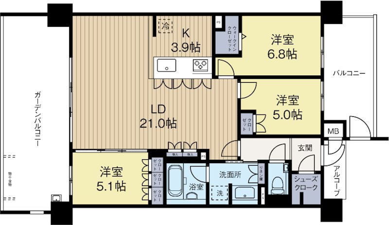 アイランドシティ ザ・ガーデン 503号室 間取り