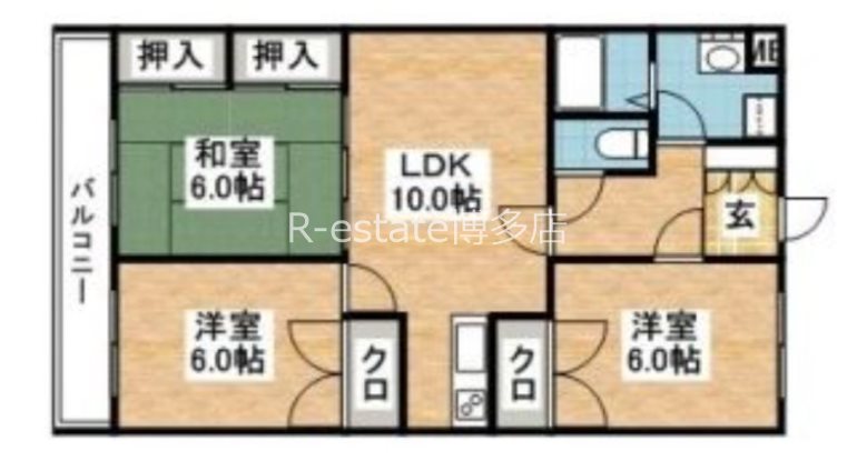 サンメイト草場 105号室 間取り