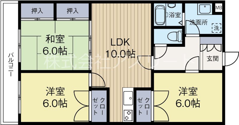 サンメイト草場 105号室 間取り