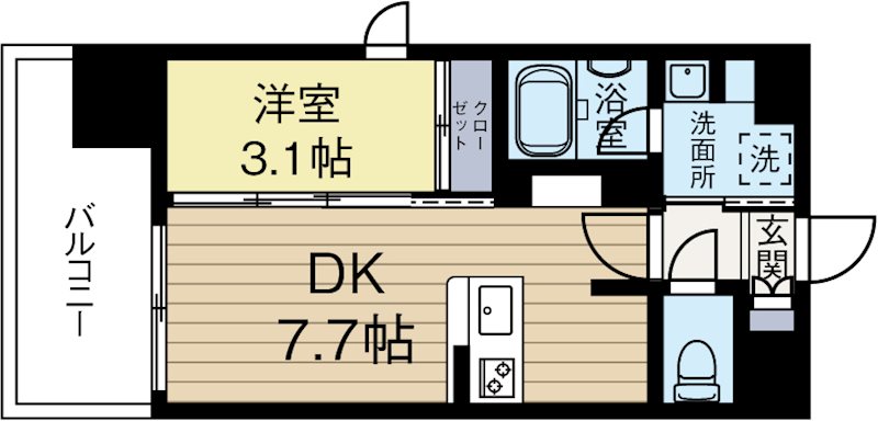 LANDIC　M3418 208号室 間取り