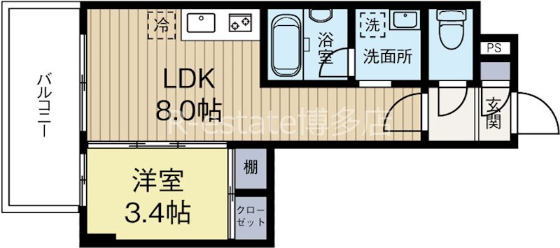ヴィラージュ天神 302号室 間取り