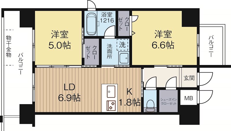 アルファシオディクレイヴ 1107号室 間取り