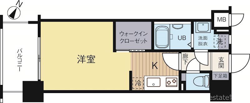 エンクレスト渡辺通南 1003号室 間取り