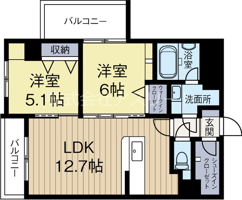 シャトーボヌール 201号室 間取り