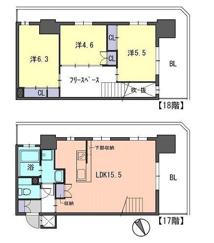 F・PARC GRANDMARK天神 1707号室 間取り
