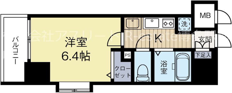 エステムコート博多祇園ツインタワーファーストステージ 1006号室 間取り