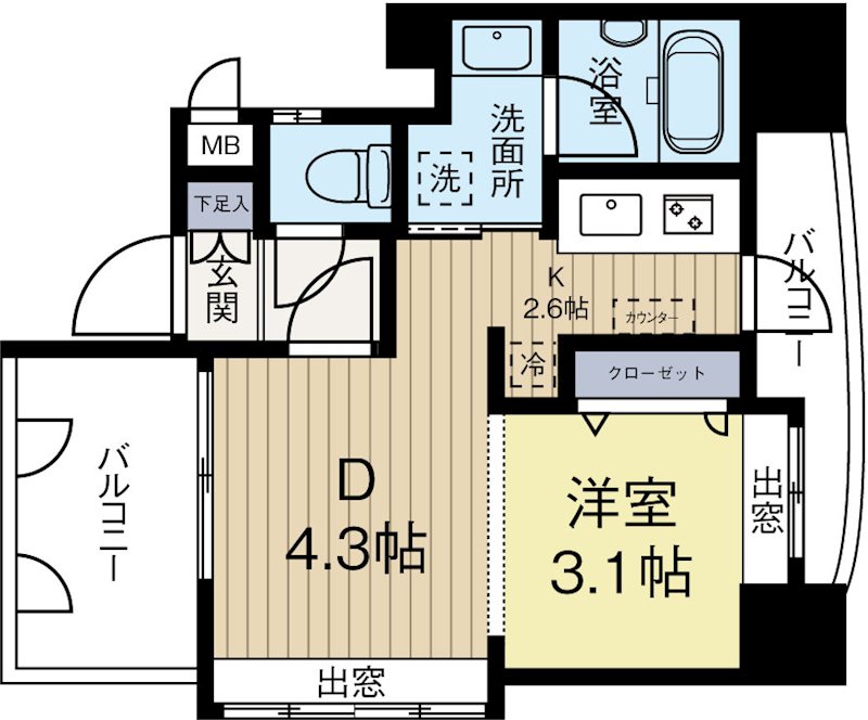 アクタス博多ステーションタワー 407号室 間取り