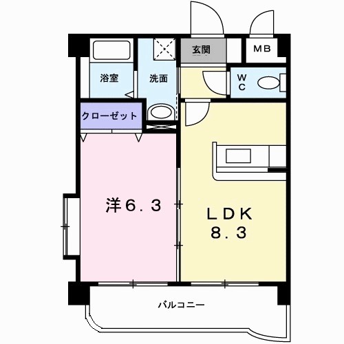 サンエスポワール 406号室 間取り