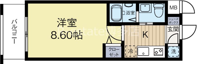 ローズモントフレア天神南 902号室 間取り