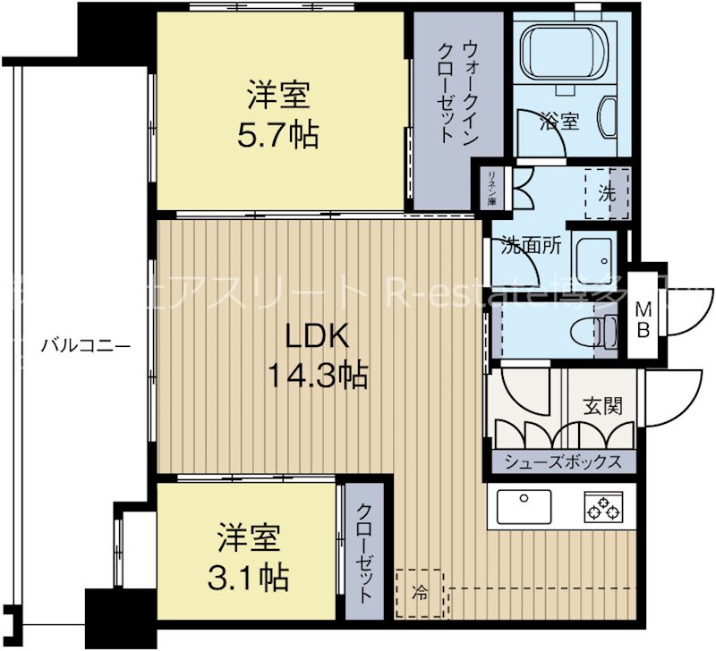 エンクレストGRAN博多駅前 1405号室 間取り