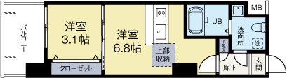 クラブオリエントNo72ハーバーイーストタワー 1002号室 間取り