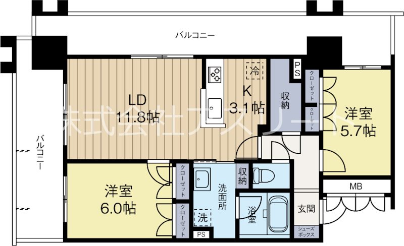 RJRプレシア天神サウス 1004号室 間取り