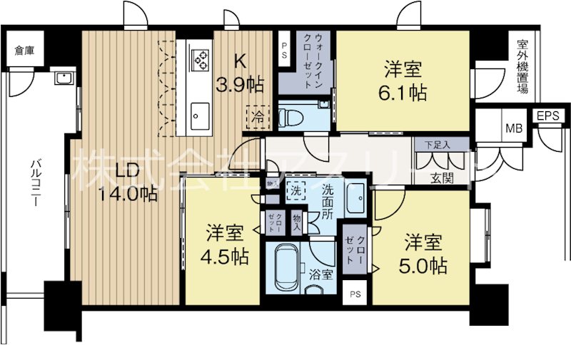 サンメゾン大濠公園北 1101号室 間取り