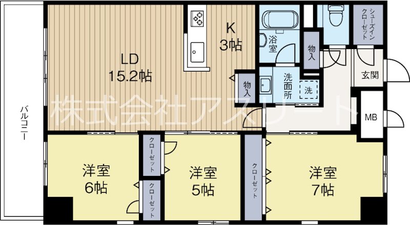 アーバンテム春吉 302号室 間取り
