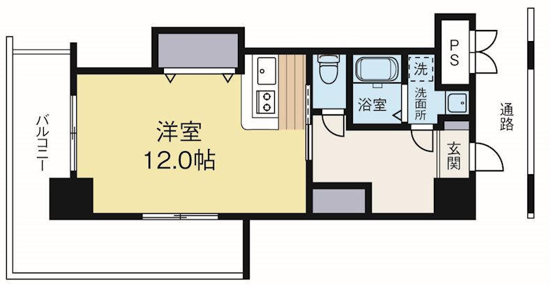 ロイヤル渡辺通2 88 501号室 間取り