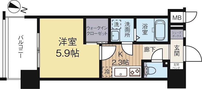 コモテリア渡辺通 609号室 間取り