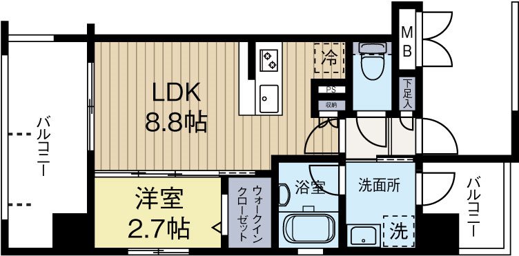 アクタス天神スクエア 102号室 間取り