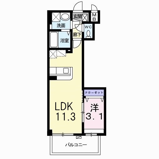 ラ　メゾン　ド　ナチュ－ル 102号室 間取り