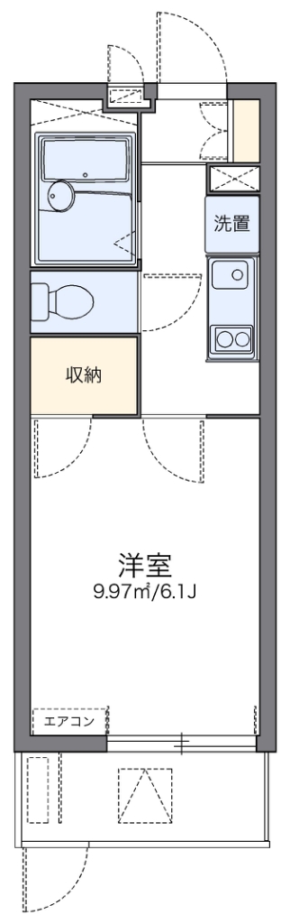 レオパレス西中洲 106号室 間取り