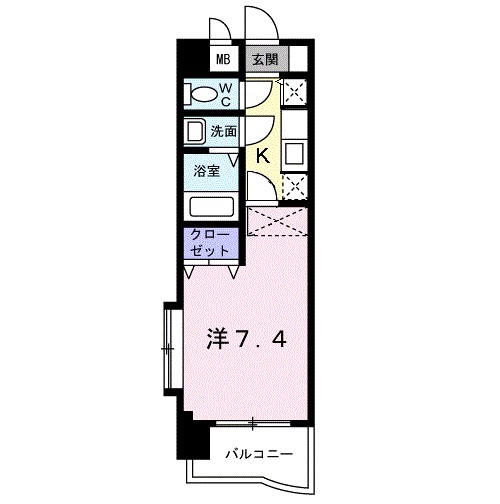 カルフール吉塚 703号室 間取り
