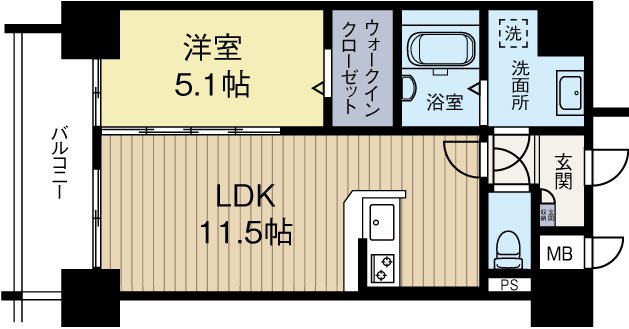 テイルガーデン博多 502号室 間取り