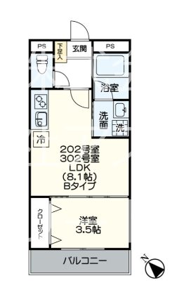 Jプレミアム箱崎 202号室 間取り