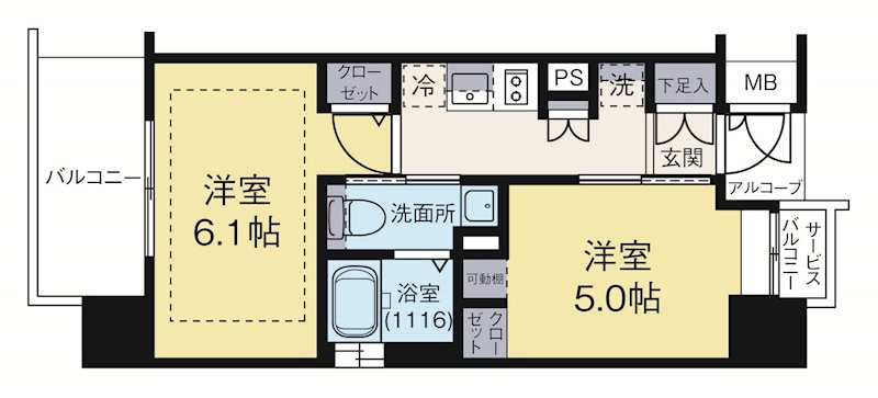 エステムプラザ福岡県庁前ネオシス 906号室 間取り