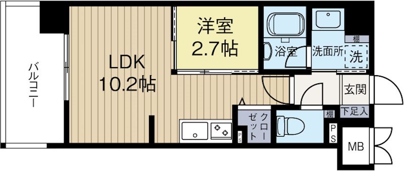 ウェルブライト美野島 702号室 間取り