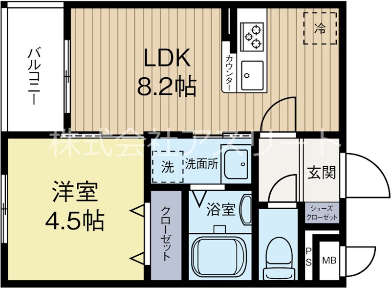 フェリシア馬出ファミリア 102号室 間取り