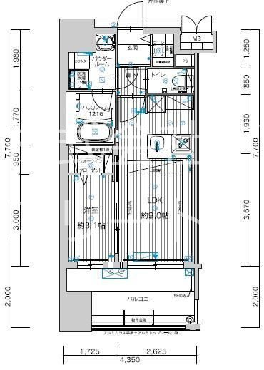グランフォーレ千早マークスクエア　ウエストウイング 504号室 間取り