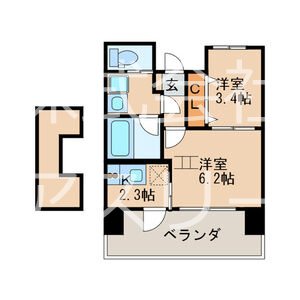 REGALO空港通 1008号室 間取り