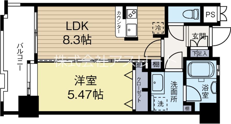 アスピーテ渡辺通 303号室 間取り