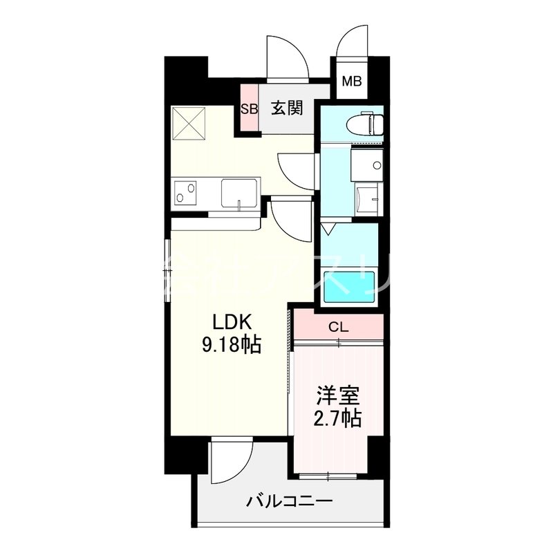 プライムコート博多吉塚 601号室 間取り