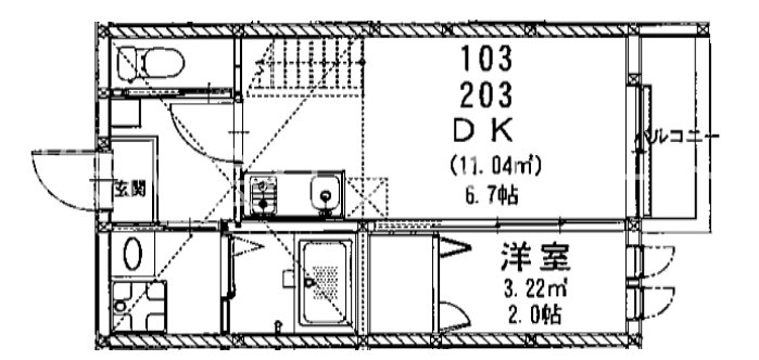 ビータス東比恵 103号室 間取り