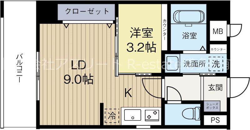 ウインステージ大博通り 603号室 間取り