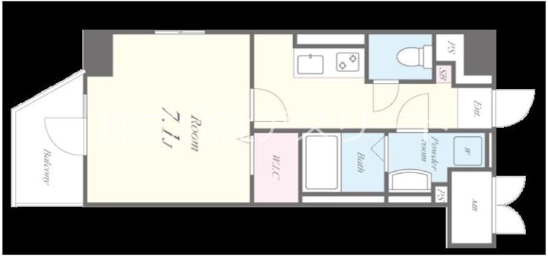 ドゥバーグ渡辺通 705号室 間取り