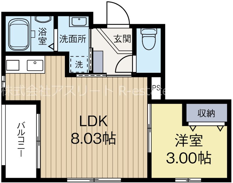 ソルヴェール馬出 106号室 間取り