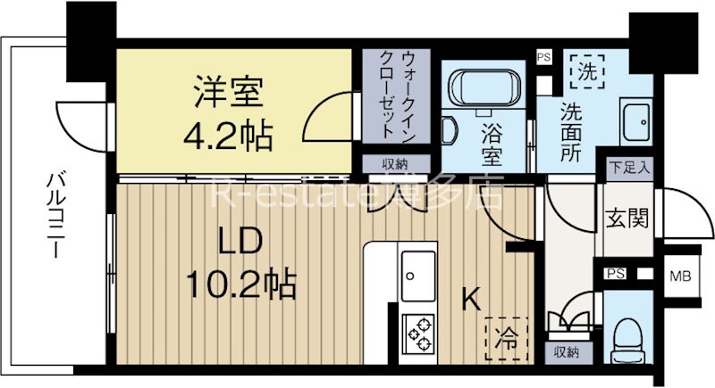 ウィルドゥ中洲 709号室 間取り