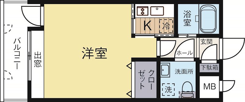 エステートモア天神スタジオ 1417号室 間取り