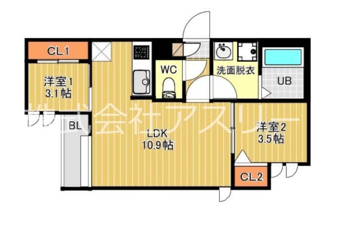 REGALESTサンメゾン箱崎 102号室 間取り