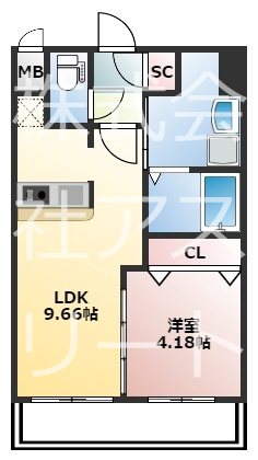 Calm Rivi&egrave;re箱崎 1008号室 間取り