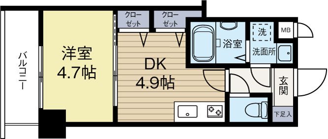 アクタス天神3 705号室 間取り