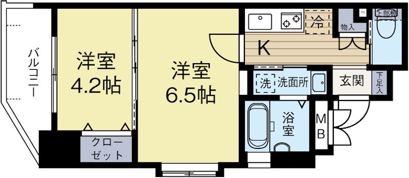 グランフォーレ地行 306号室 間取り