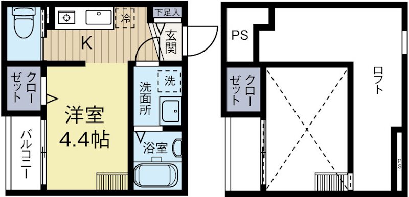 dormire箱崎 202号室 間取り